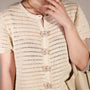 4 Astral Flora Pearl Button Cover on Knit close up