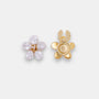 Astral Flora 22K gold-plated flower clip-on button cover with a pearl cluster center
