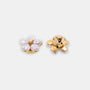 Astral Flora 22K gold-plated flower clip-on button cover side with a pearl cluster center.