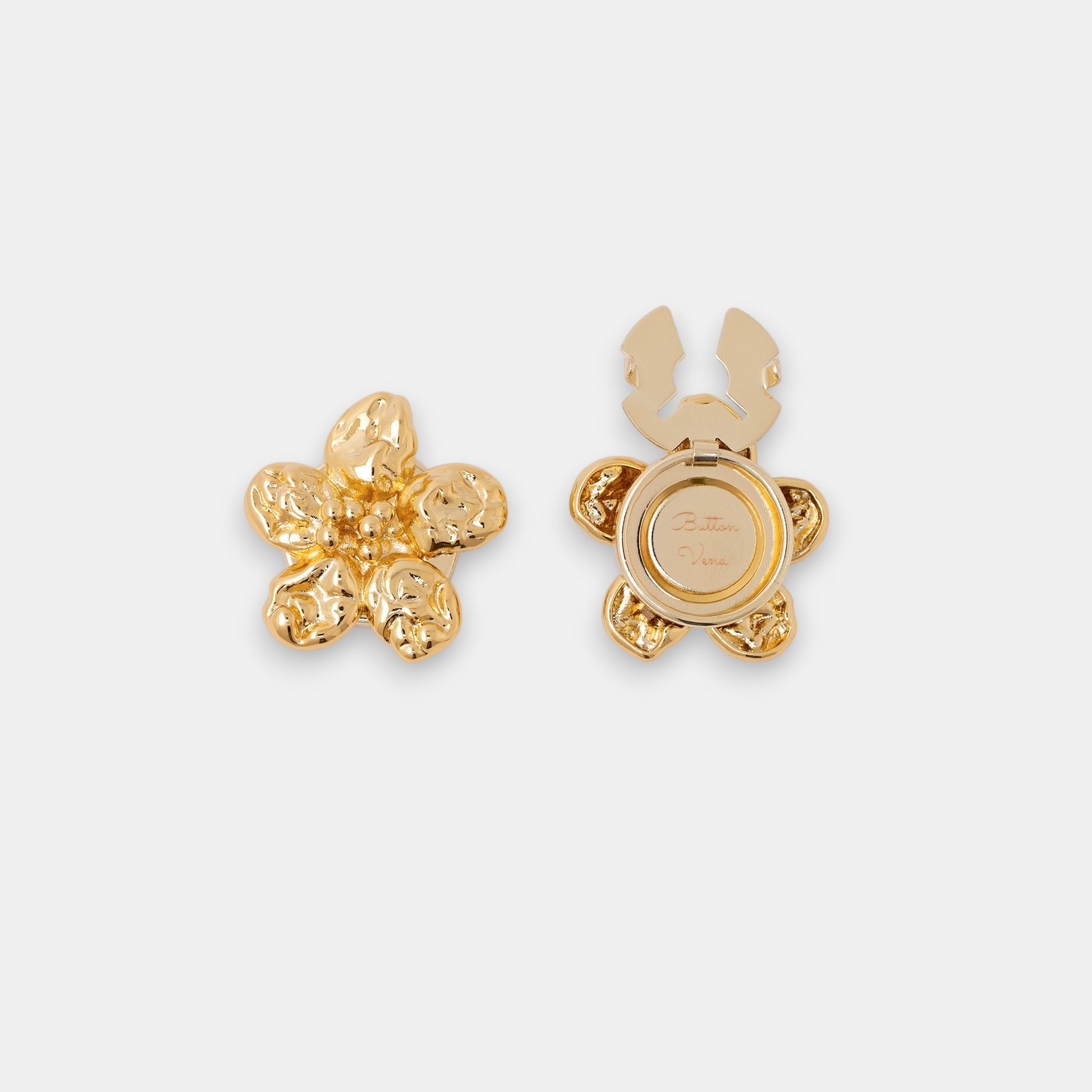 Astral Flora 22K gold-plated flower clip-on button cover front
