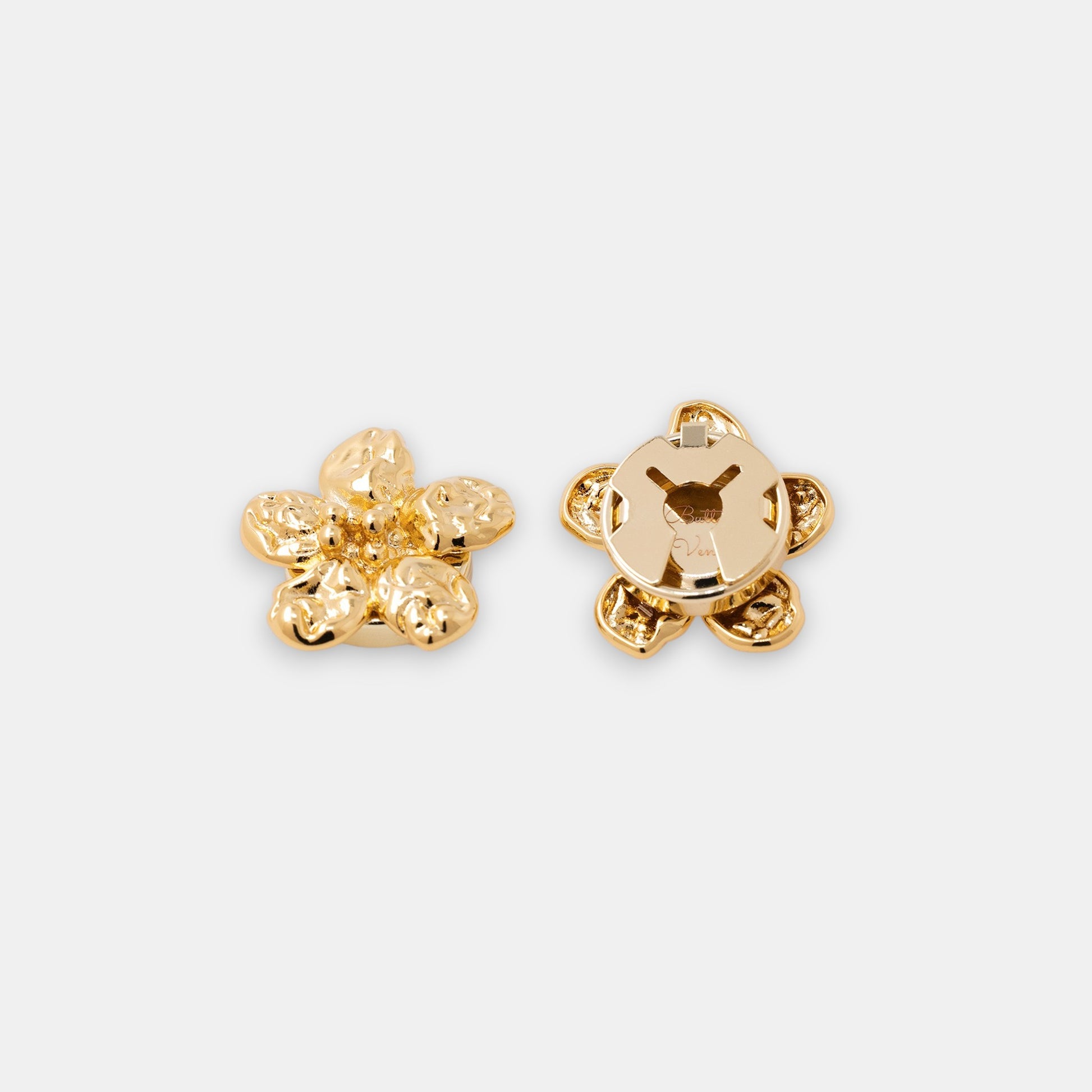Astral Flora 22K gold-plated flower clip-on button cover side