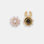 Cloud Bouquet 14K gold-plated ivory flower clip-on button cover with a pearl center