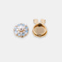 Macaron d'Azure 18K gold-plated blue enamel clip-on button cover side