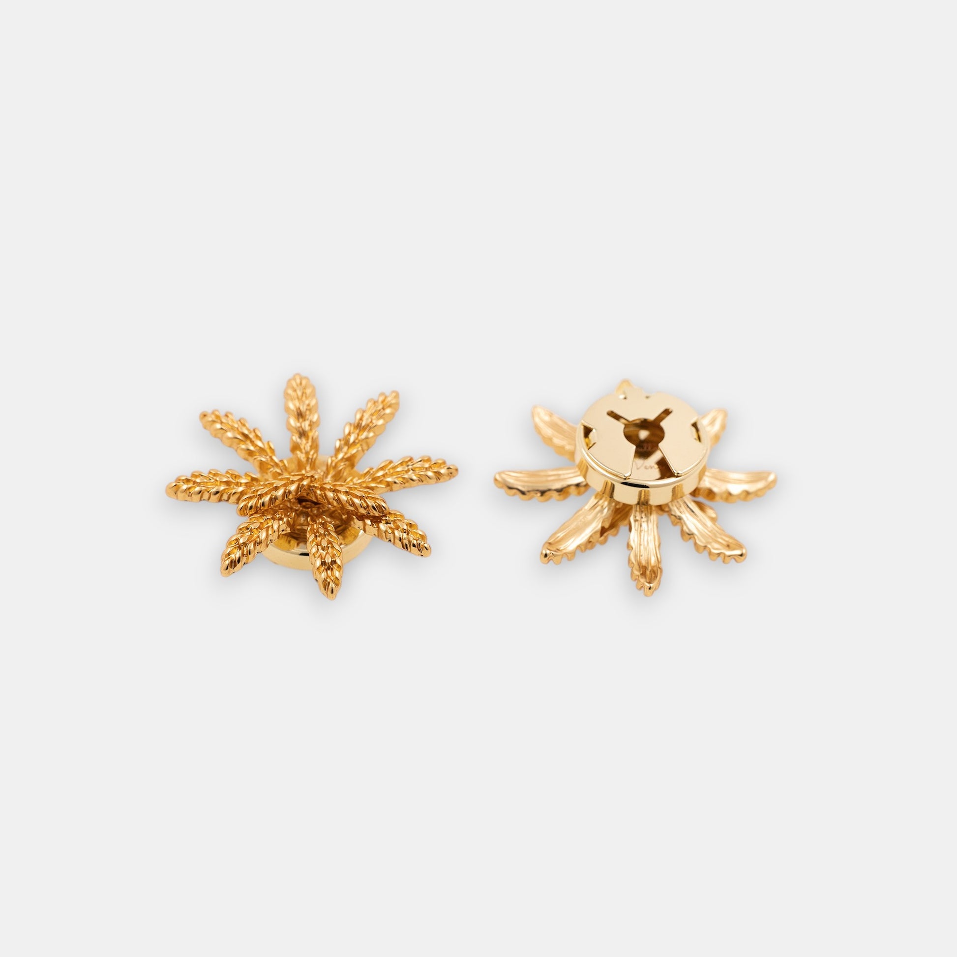 Midnight Spark Large 22K gold-plated sunburst clip-on button cover side