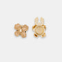 Retro Dahlia clip-on button covers in oat enamel and 14K gold plating front.