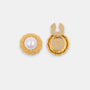Riviera Pearl 22K gold-plated braided clip-on button cover with a central pearl front
