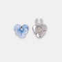 The Morning Mist cerulean blue flower clip-on button cover with hand-enameled petal